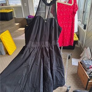 Torrid Black and Red Halter Backless Sundress